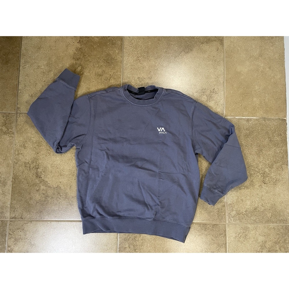 RVCA Men's Sz S Blue Crewneck Pullover Sweatshirt Balance Opposites Logo Skate